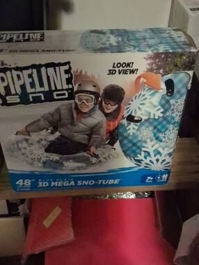 48" 3D Mega Sno-Tube Snow Tube - Blue Plaid with Snowflake Print